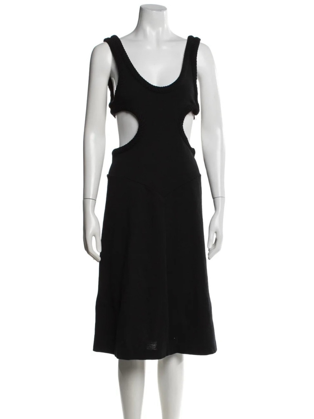 Rudi Gernreich Black Wool Cutout Midi Dress